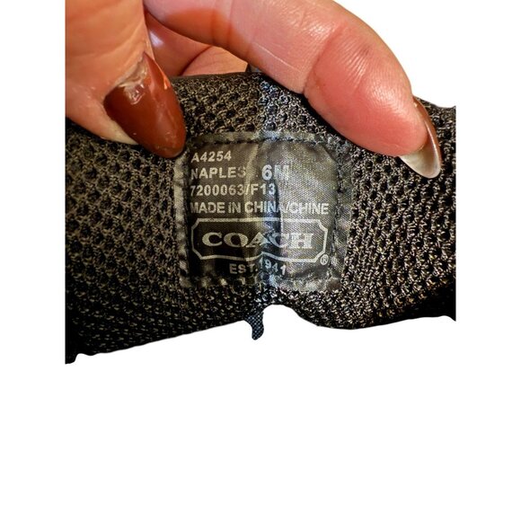 Coach Naples Black Metallic Signature Wedge Sneakers Size 6M Women’s High Top - Picture 11 of 16